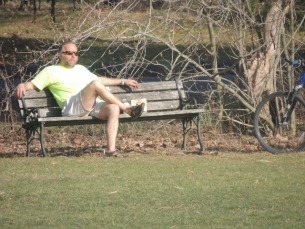 man sitting cross legged,pictures display